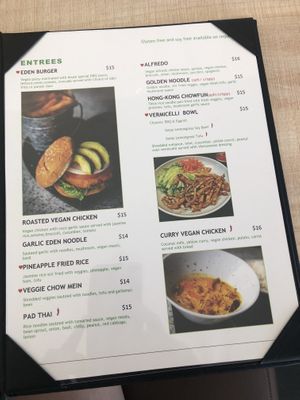 Menu at Eden in Dana Point