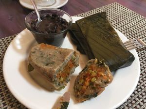 Vegan tamales. The one with mushrooms was particularly good! at La Casa del Pan in San Cristobal De Las Casas