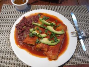 Enchiladas at La Casa del Pan in San Cristobal De Las Casas