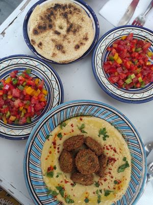 Falafel and hummus at Hamsa in Chefchaouen