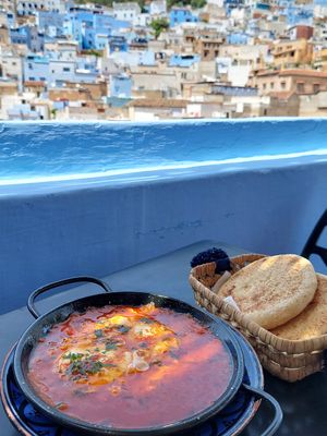 Shakshuka (with egg) (65 dh) at Hamsa in Chefchaouen