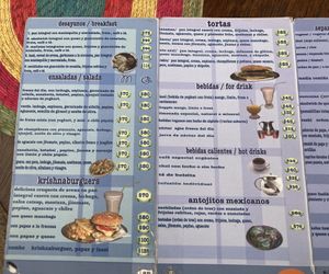 Menu left side 2021-02-28 at Govinda Ram in Tepoztlan