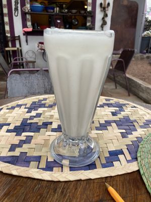 A yogurt limón drink   at Govinda Ram in Tepoztlan