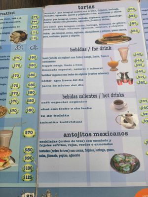 Tortas, drinks, Mexican food at Govinda Ram in Tepoztlan