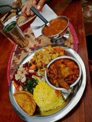 Menu of the day, 130 pesos plus salad and a dessert. at Govinda Ram in Tepoztlan