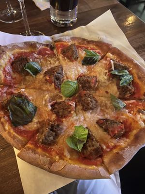 Impossible meatball pizza  at Noble Crust in St Petersburg