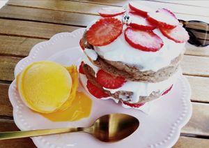 Vegan pancakes.  at Sugar Rabbit Kaffé in Albufeira