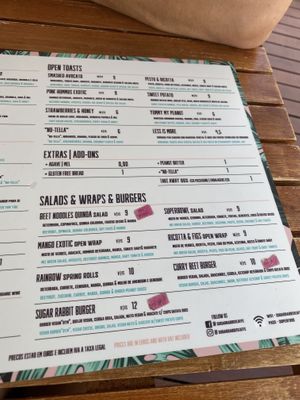 Menu at Sugar Rabbit Kaffé in Albufeira