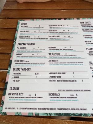 Menu at Sugar Rabbit Kaffé in Albufeira