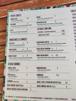 Menu at Sugar Rabbit Kaffé in Albufeira