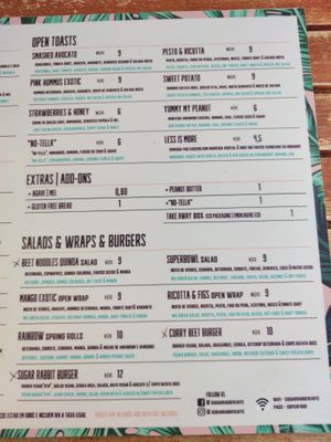 Menu at Sugar Rabbit Kaffé in Albufeira