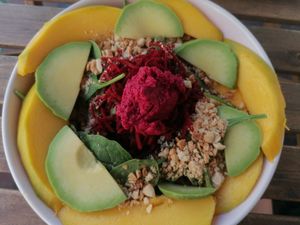 Beet noodle quinoa salad at Sugar Rabbit Kaffé in Albufeira