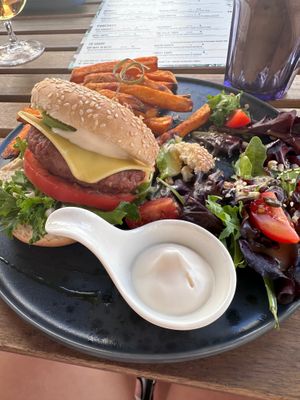 Half of the sugar rabbit burger  at Sugar Rabbit Kaffé in Albufeira