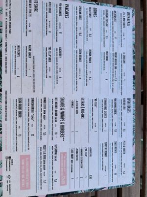 Menu side 2 at Sugar Rabbit Kaffé in Albufeira