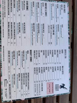 Menu side 1 at Sugar Rabbit Kaffé in Albufeira