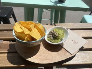 Nachos and fresh guacamole   at Sugar Rabbit Kaffé in Albufeira