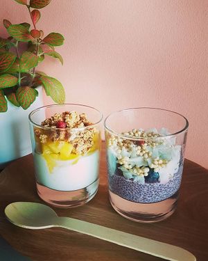 Chia Pudding and Iogurt small brekkie at Sugar Rabbit Kaffé in Albufeira