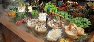 Array of buffet vegetables, especially mushrooms - there were more types than we'd ever seen before! at Yangege 焱格格蔬食料理火锅 in Shanghai