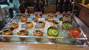 Sauce buffet for the dip at Yangege 焱格格蔬食料理火锅 in Shanghai