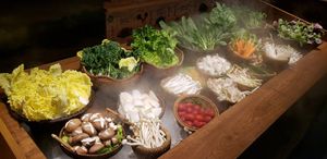 Hot pot options at Yangege 焱格格蔬食料理火锅 in Shanghai