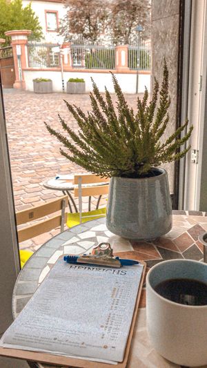 Aussicht, wenn man am Fliesentisch sitzt, sehr entspannend! at Heinrichs Plant-based Kitchen in Paderborn