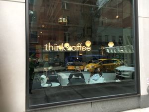 Side window at Think Coffee in New York City