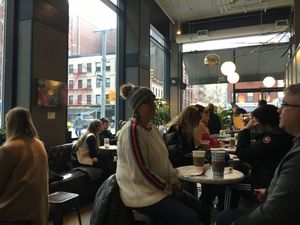 Seating inside at Think Coffee in New York City