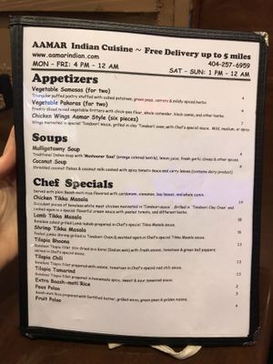 veg samosa is vegan! at Aamar in Atlanta