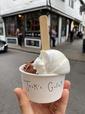 dark chocolate and sea salt , coconut at Jack's Gelato in Cambridge