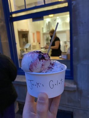 blackcurrant ripple , roasted peanut at Jack's Gelato in Cambridge