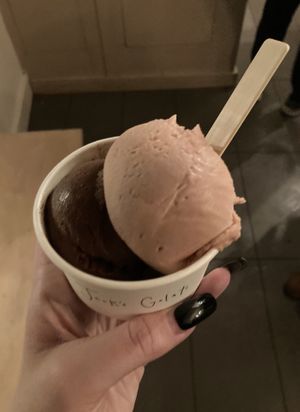 Dark chocolate gelato & cherry sorbet   at Jack's Gelato in Cambridge
