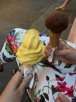Ve ice creams -  mango soft serve and dark chocolate & rose at Jack's Gelato in Cambridge