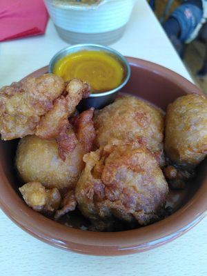Fried plantain with mango sauce  (June 2023) at Mama Fay's in Aberystwyth
