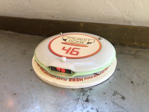 cool order pucks that tell the servers what table you’re sitting at  at Tourist Home - All Day Cafe in Flagstaff