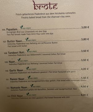 Menu - Naan/bread  at Ganesha in Nuremberg