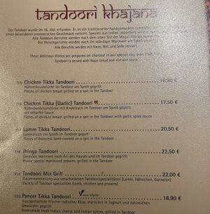 Menu Tandoori   at Ganesha in Nuremberg