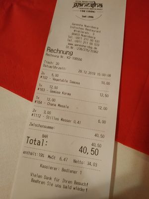 Water so expensive😅it was two glasses at Ganesha in Nuremberg