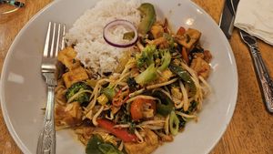 Stir-fried vegetables and tofu. at Hoi-An in Bodmin