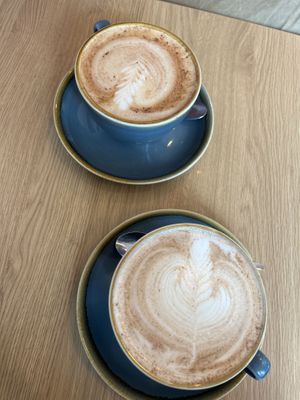 Oat cappuccino and soy chai   at Glass Onion in Liverpool
