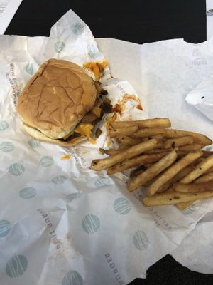 Bbq mushroom burger and fries at PLNT Burger in Silver Spring