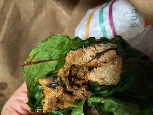 Chili n cheese link in Swiss chard! Yess! at PLNT Burger in Silver Spring