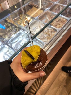 Azteco and Mandarino with dark chocolate button  at Venchi in Rome