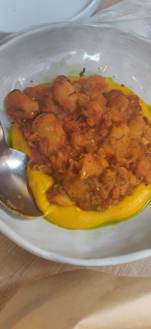 Gigantes beans with lentil puree at Ella Greek Cooking in Athens