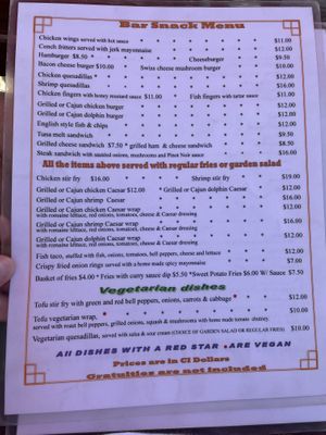 Items with ♦️are 🌱vegan at Sunset House in George Town