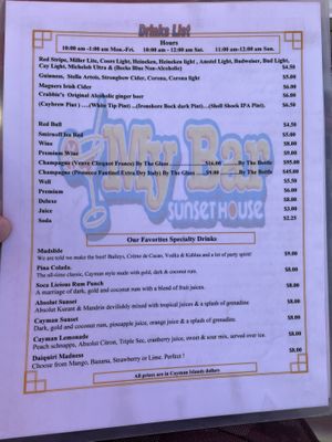 Items with ♦️are vegan🌱 at Sunset House in George Town