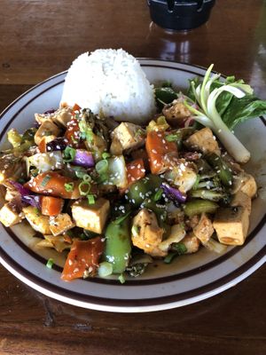 Tofu stir fry at Sunset House in George Town