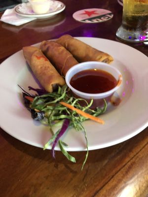 Vegan spring rolls  at Sunset House in George Town