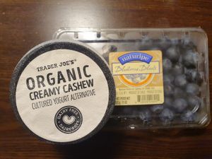 Cashew yoghurt and blueberries at Trader Joe's - Great Hills Trl in Austin