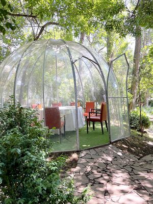 One of the capsule rooms with seats. These rooms are popular during cold seasons. at EL Garden in Yerevan