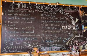 Wall menu at Mr Green in Chiang Mai